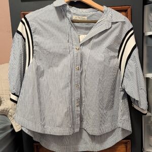 Free People Striped Button-Up Shirt